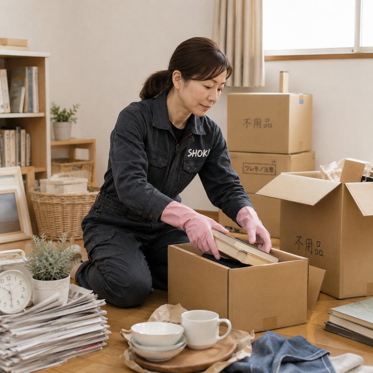 不用品整理・お片付けの作業の様子