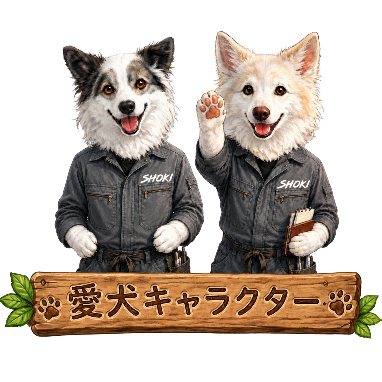 便利屋SHOKIの愛犬キャラクター もねちとみるく