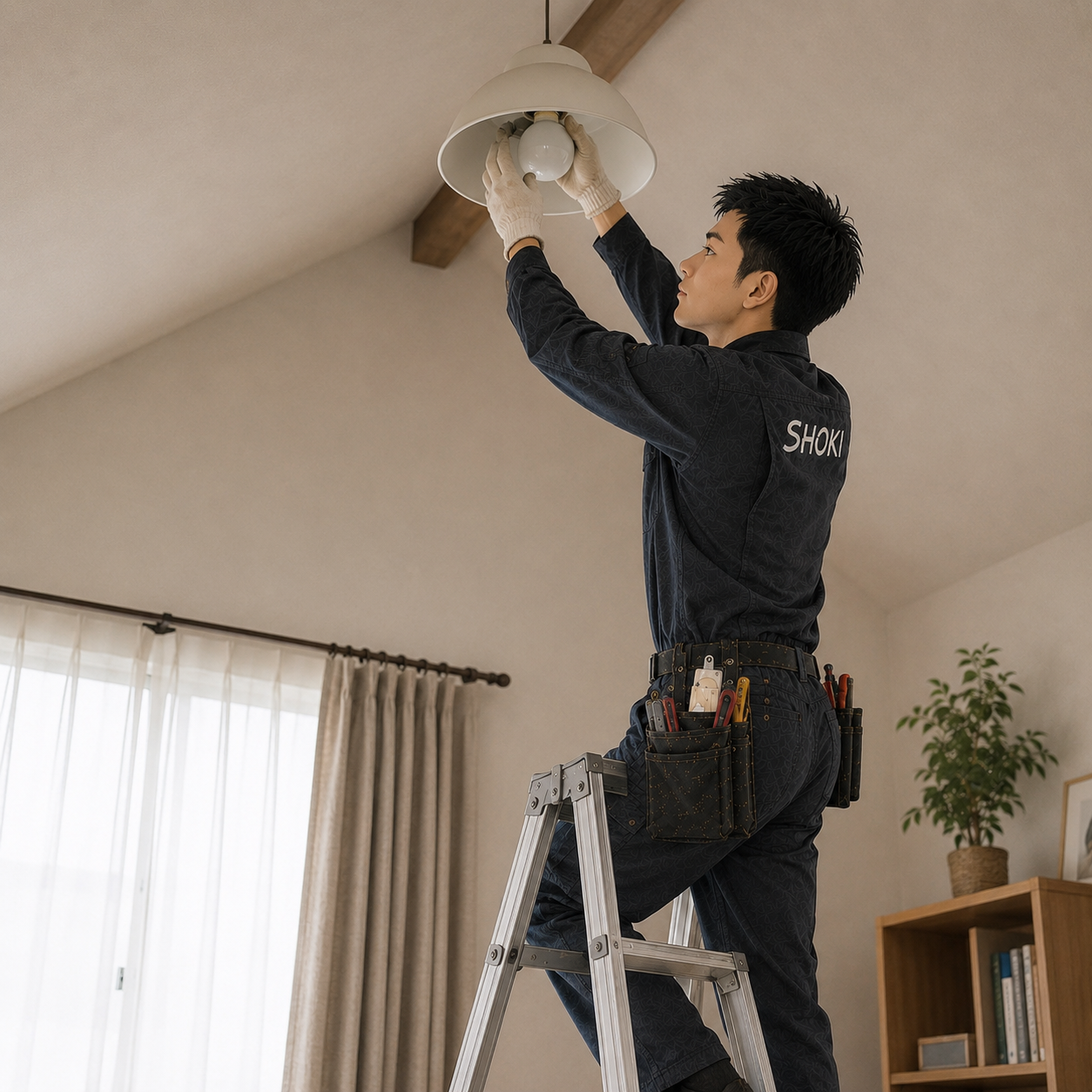 照明器具交換などちょっとした作業の様子